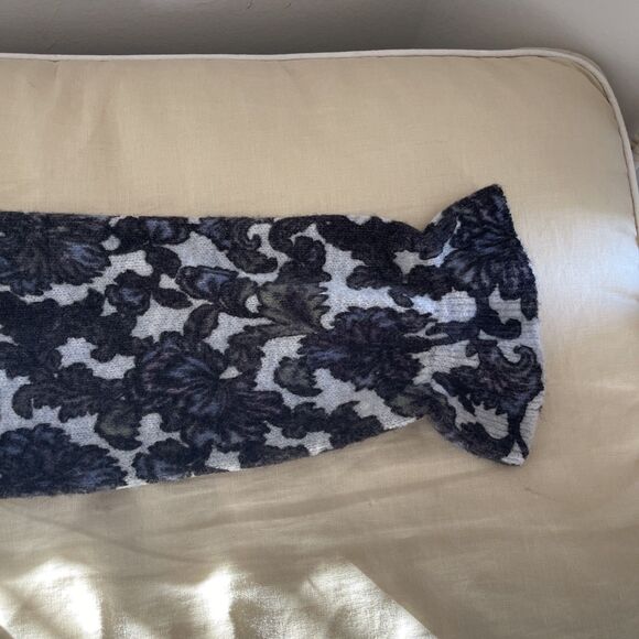 Democracy Gray Mohair Blend Pullover Blue Floral Long Bell Sleeve Sweater Large - Picture 8 of 9